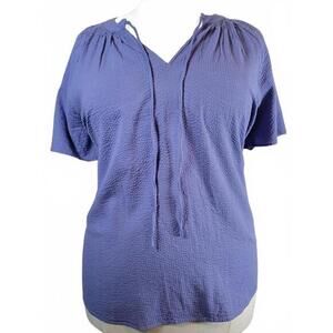 NEW Lane Bryant Cotton Swing‎ Flutter Sleeve Popover Blouse 22/24